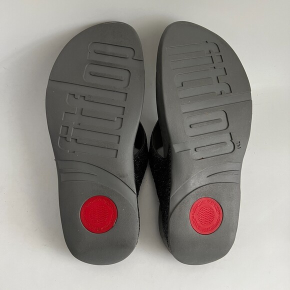 Fitflop Sandals Women Size 9M Gray Superglitz Wedge Thong - Picture 8 of 11